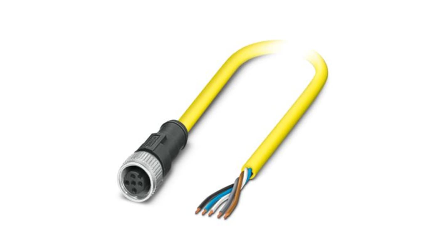 Phoenix Contact Free Ends to Straight Female 5 way M12 Sensor Actuator Cable, 15m