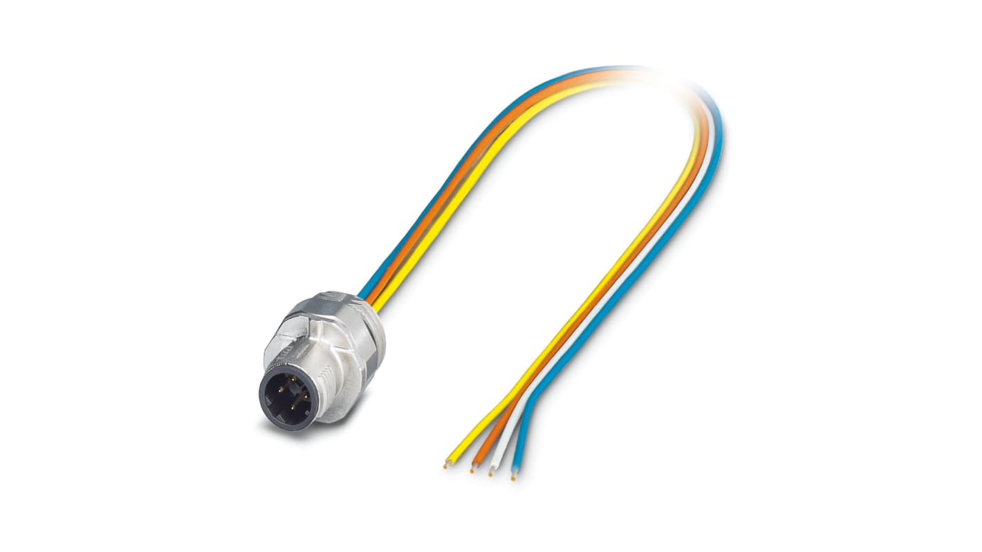 Phoenix Contact Circular Connector, 4 Contacts, Front Mount, M12 Connector, Plug, Male, IP67, SACC Series