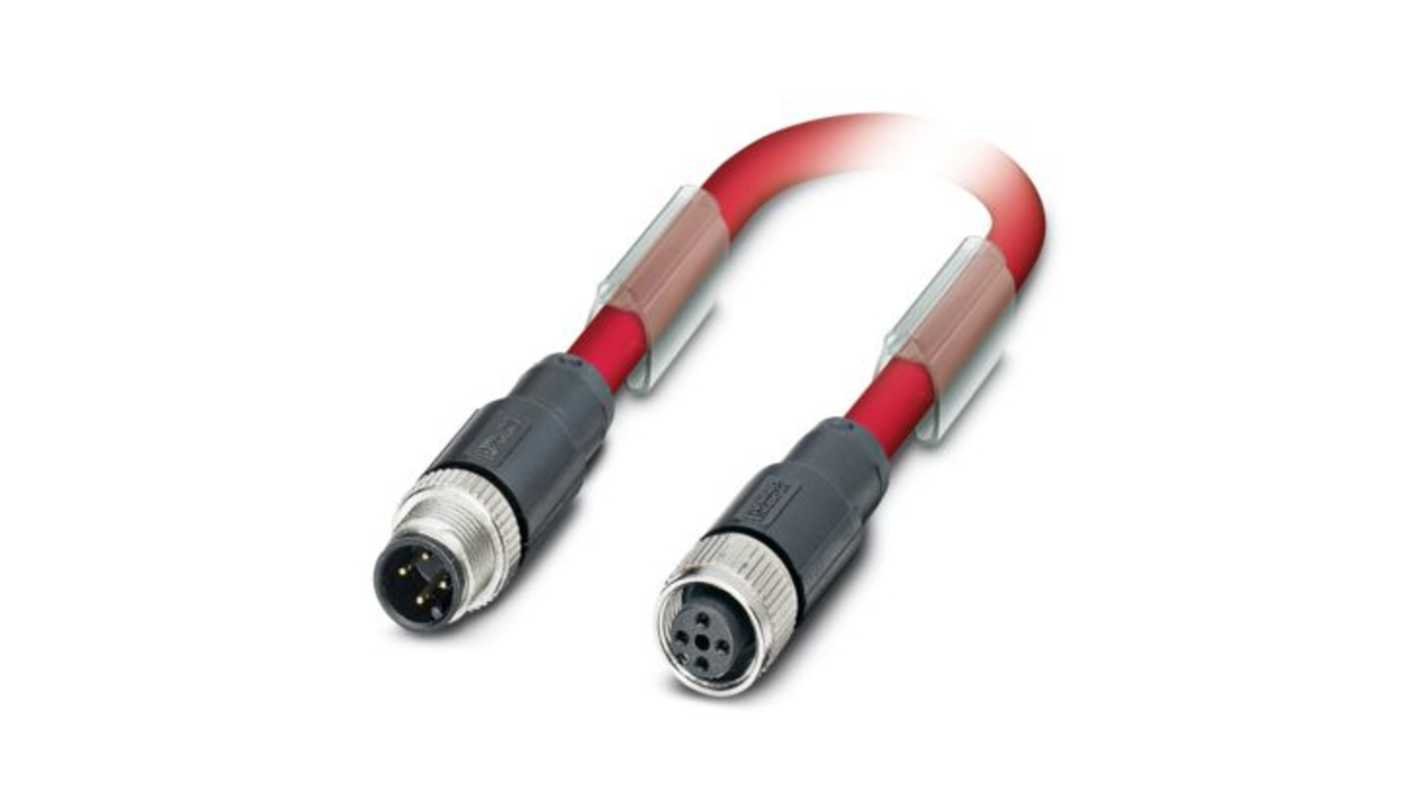 Phoenix Contact Straight Male 4 way M12 to Straight Female 4 way M12 Sensor Actuator Cable, 600mm