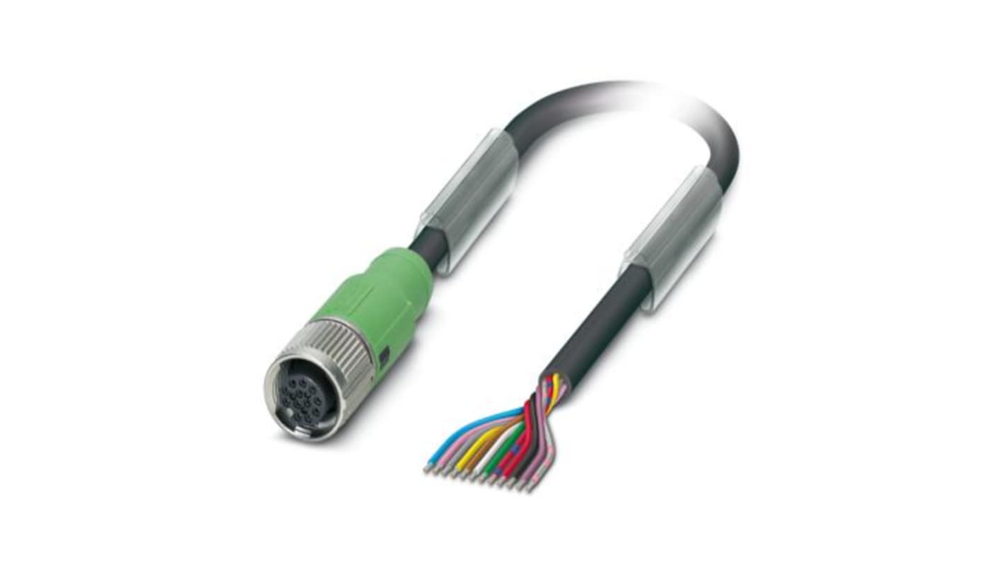 Phoenix Contact Straight Female 12 way M12 Sensor Actuator Cable, 15m
