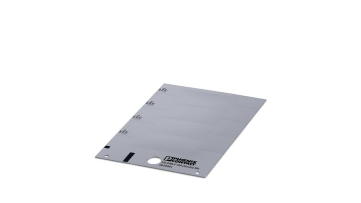 Phoenix Contact US-EML Silver on Silver Cable Labels, 30 mm Length, 60 mm Width, 30mm Label Length, 59.7mm Label Width