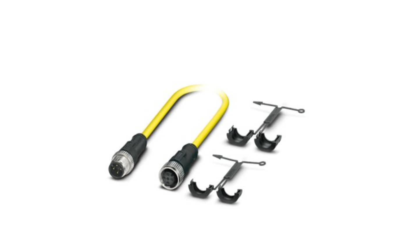 Phoenix Contact Straight Male 4 way M12 to Straight Female 4 way M12 Actuator/Sensor Cable, 1.5m