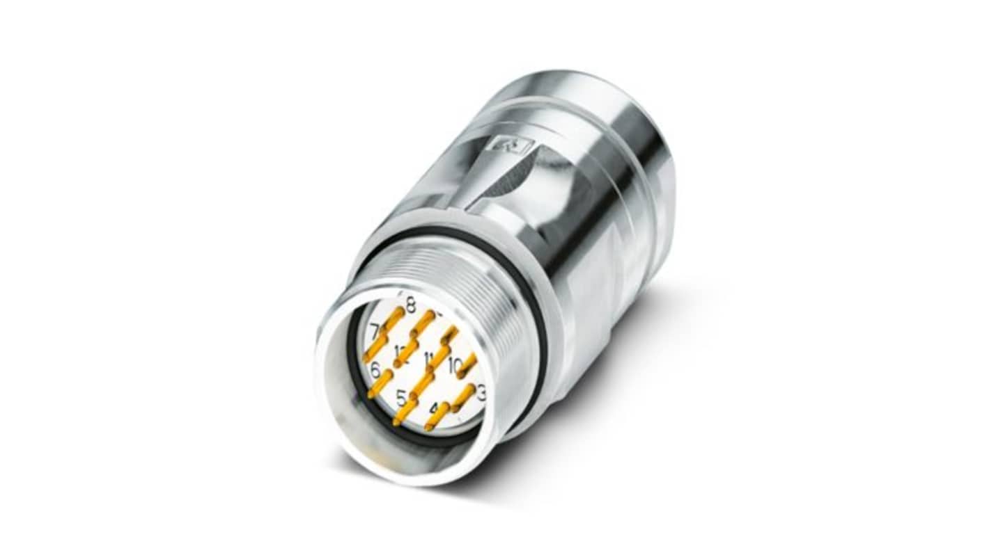 Phoenix Contact Connector, 12 Contacts, Cable Mount, M23 Connector, Plug, Male, IP67, CA Series