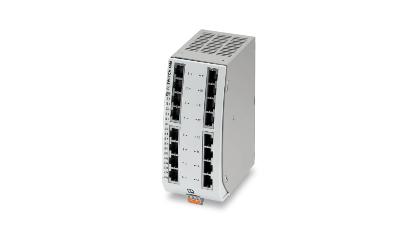 Phoenix Contact 16口以太网交换机, 1000Mbit/s, 24V, DIN卡轨安装安装, FL SWITCH系列