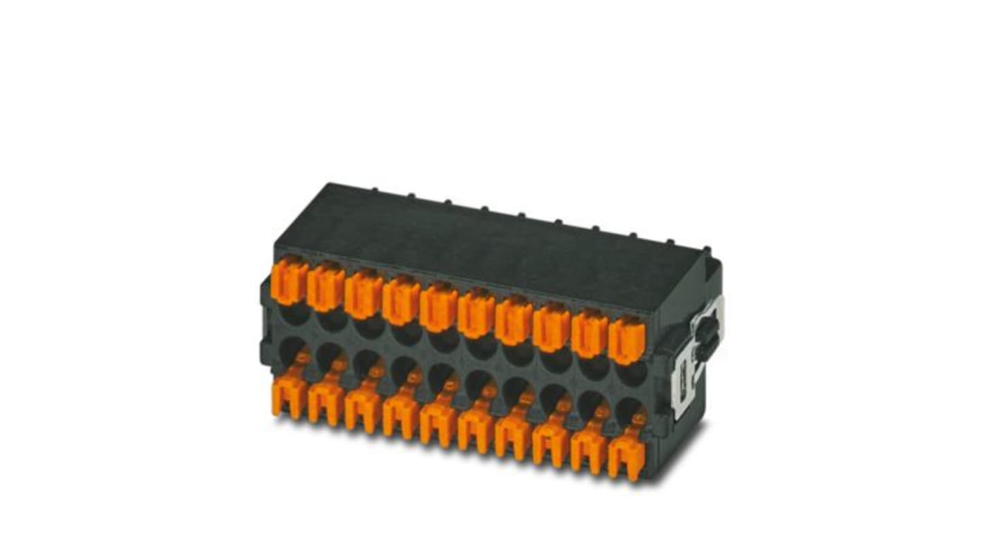 Phoenix Contact DFMC Series PCB Terminal Block, 4-Contact, 2.54mm Pitch, Push-In, 2-Row, Socket Termination