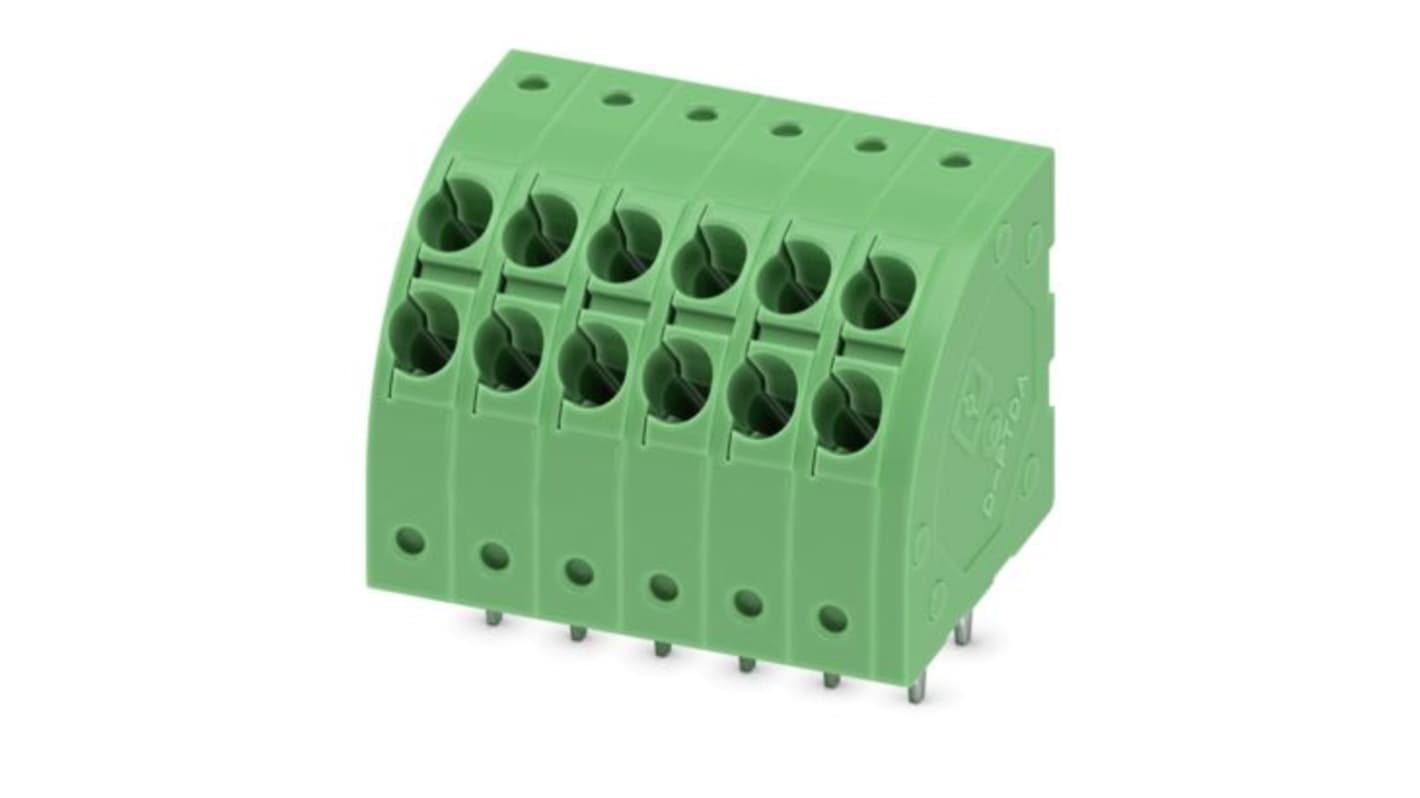Phoenix Contact PTDA 1 Series PCB Terminal Block, 12-Contact, 3.5mm Pitch, Wave Soldering, 1-Row, Push In Spring