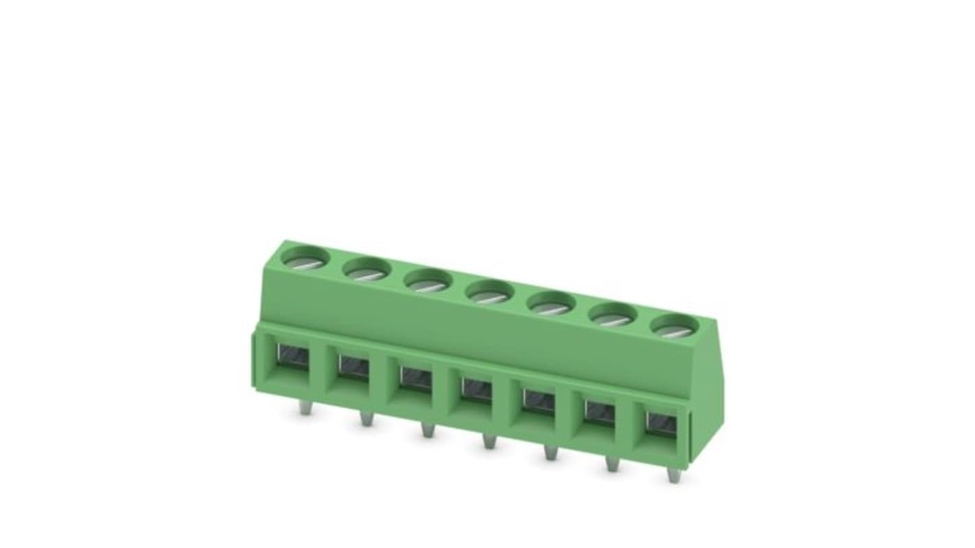 Phoenix Contact MKDSN 1 Series PCB Terminal Block, 7-Contact, 5mm Pitch, Wave Soldering, 1-Row, Screw Termination