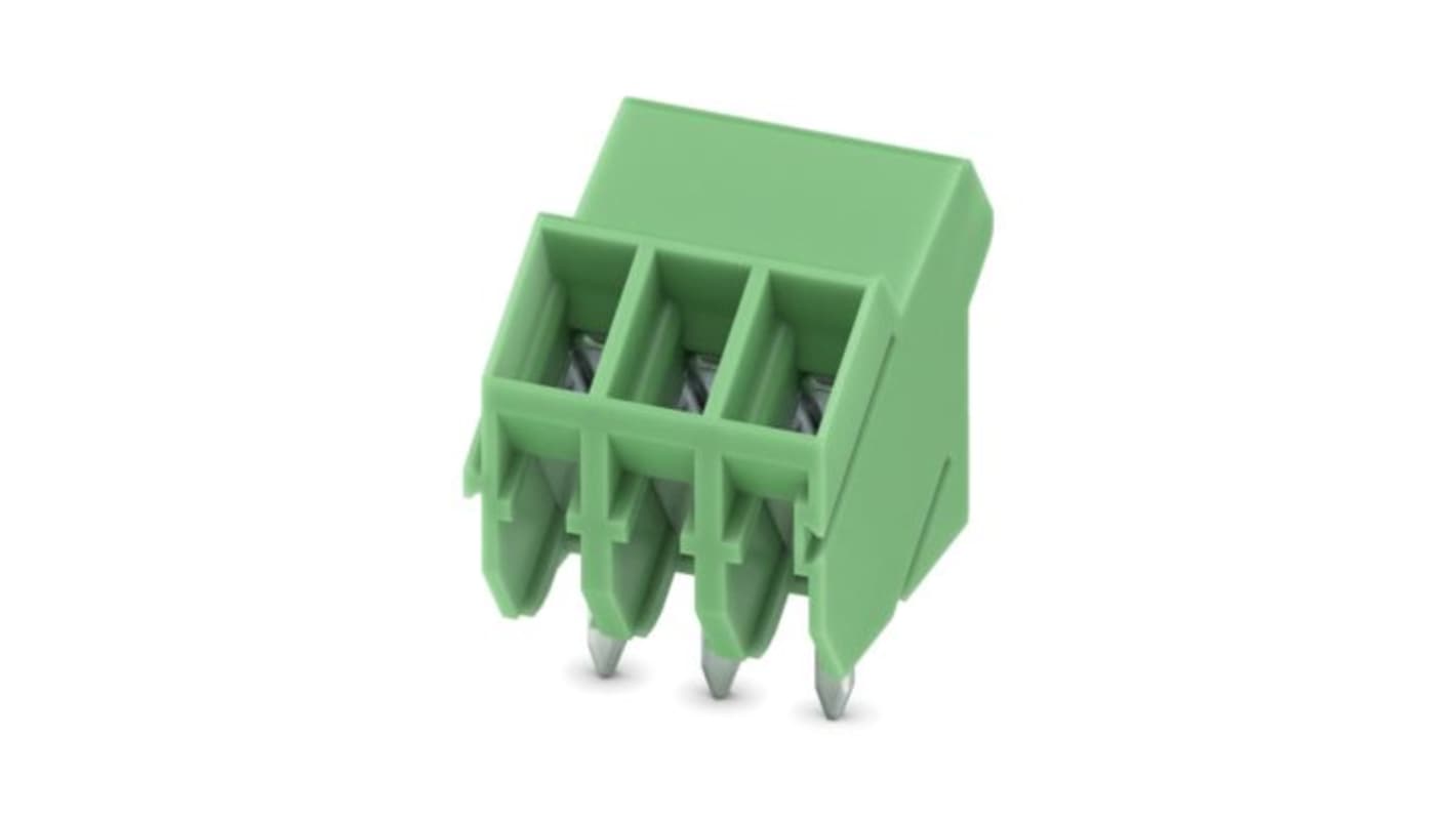 Phoenix Contact SMKDS 1 Series PCB Terminal Block, 3-Contact, 3.5mm Pitch, Wave Soldering, 1-Row, Screw Termination