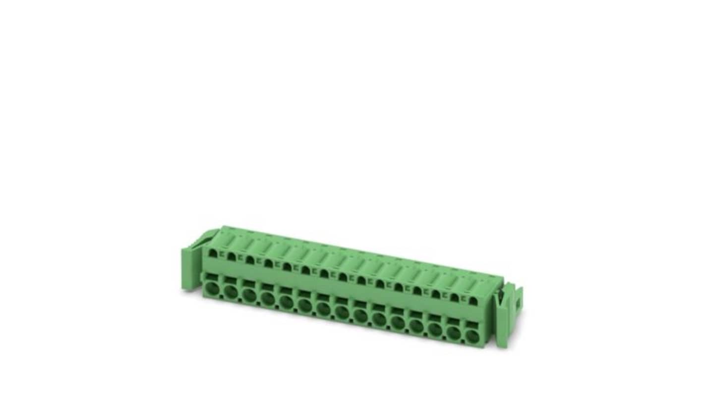 Phoenix Contact FKCS Series PCB Connector, 15-Contact, 5.08mm Pitch, Latching, 1-Row, Push In Spring Termination