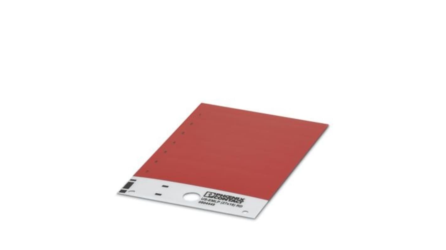 Phoenix Contact US-EML Red on Red Cable Labels, 18 mm Length, 27 mm Width, 17.6mm Label Length, 26.9mm Label Width