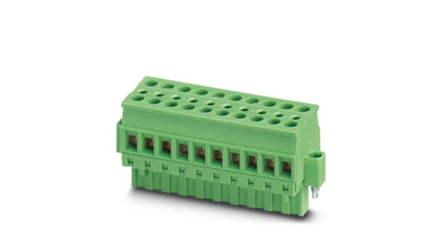 Phoenix Contact TVMSTB Series Right Angle Flange Mount PCB Connector, 18 Contact(s), 5.08mm Pitch, 1 Row(s), Shrouded