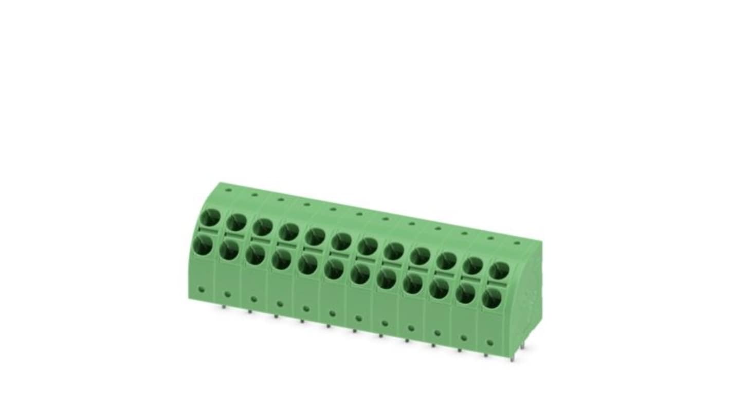 Phoenix Contact PTDA 2 Series PCB Terminal Block, 12-Contact, 5mm Pitch, Wave Soldering, 1-Row, Push In Spring