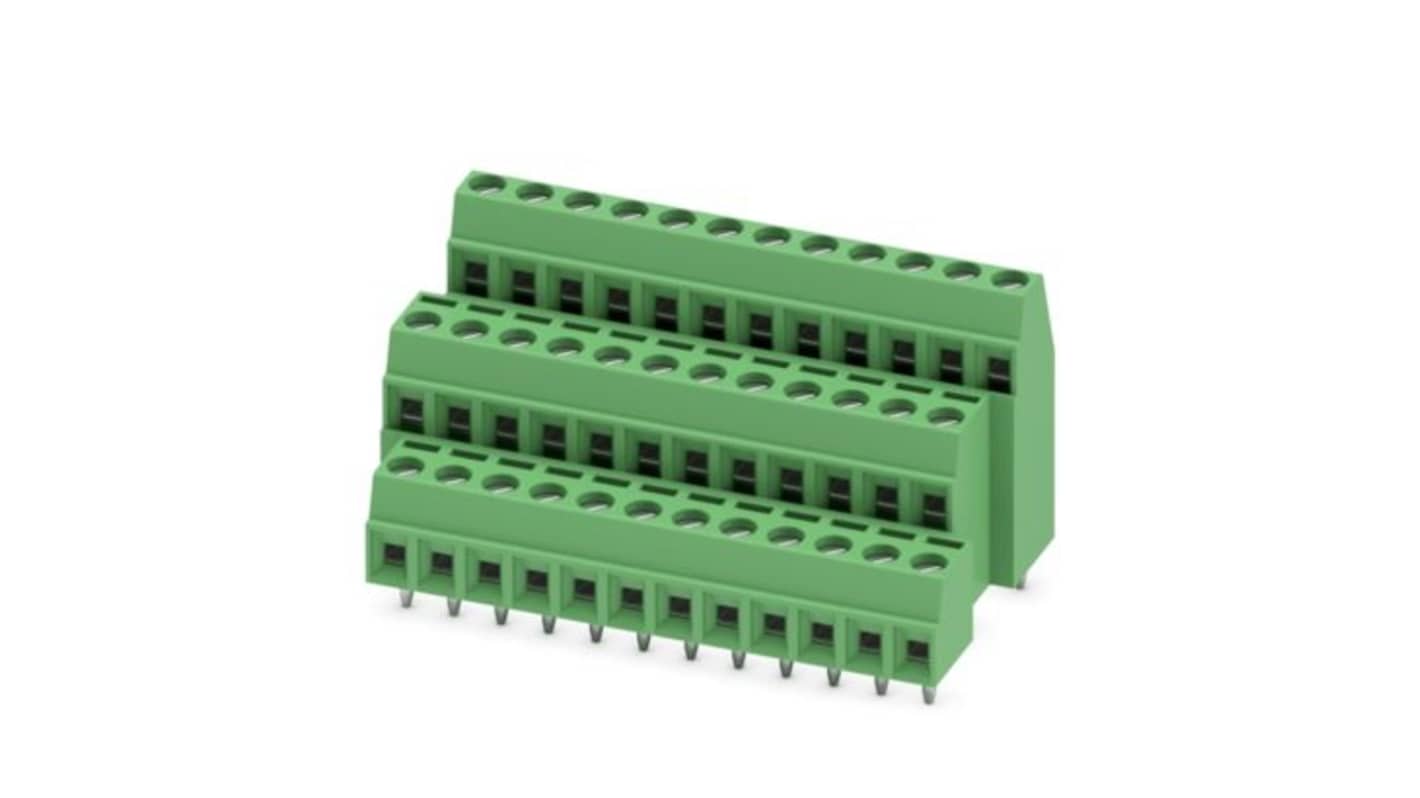 Phoenix Contact MK3DS 1 Series PCB Terminal Block, 36-Contact, 3.81mm Pitch, Wave Soldering, 3-Row, Screw Termination