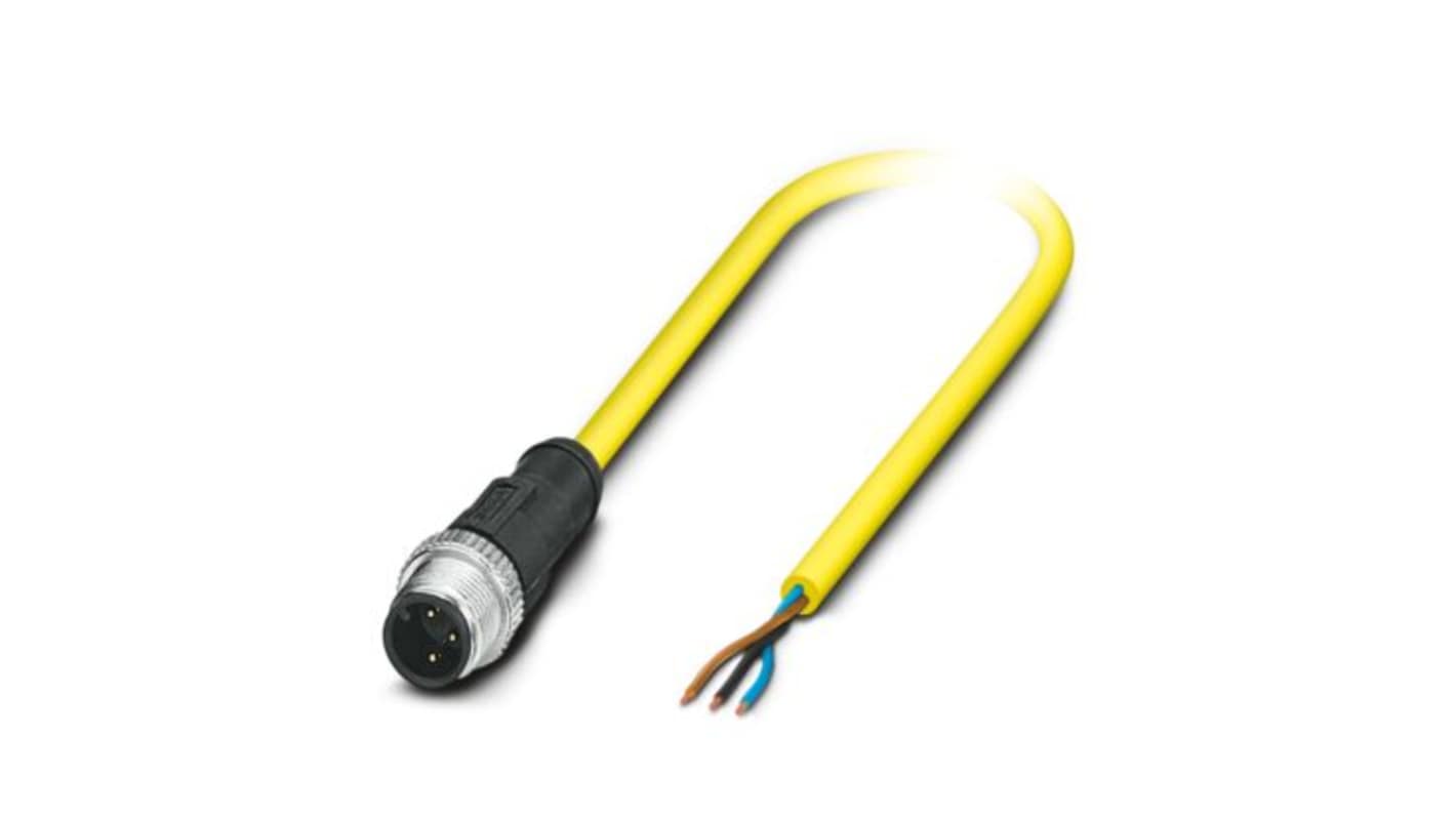 Phoenix Contact Straight Male 3 way M12 to Straight Free Ends Sensor Actuator Cable, 10m