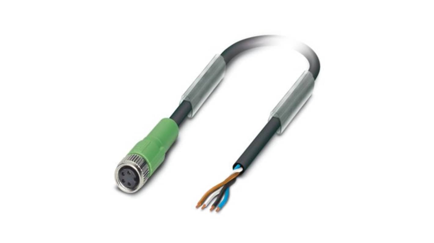 Phoenix Contact Free Ends to Straight Female 4 way M8 Sensor Actuator Cable, 10m