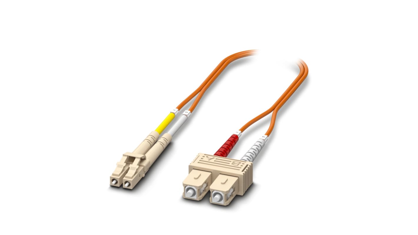 Phoenix Contact LC to SC Duplex Multi Mode OS2 Fibre Optic Cable, 50/125μm, Blue, 3m