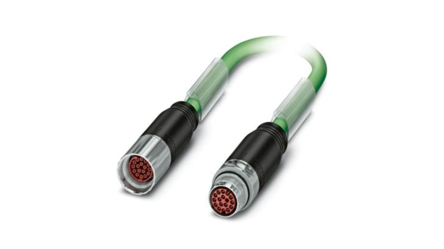 Phoenix Contact Straight Female 17 way M17 to Straight Male 17 way M17 Sensor Actuator Cable, 10m