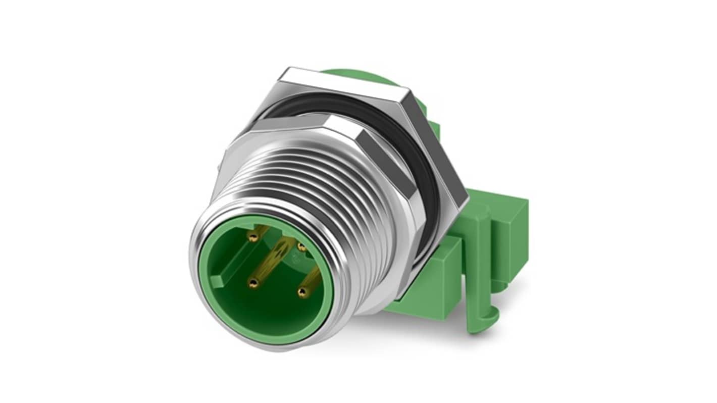 Phoenix Contact Circular Connector, 4 Contacts, Rear Mount, M12 Connector, Plug, Male, IP67, SACC Series
