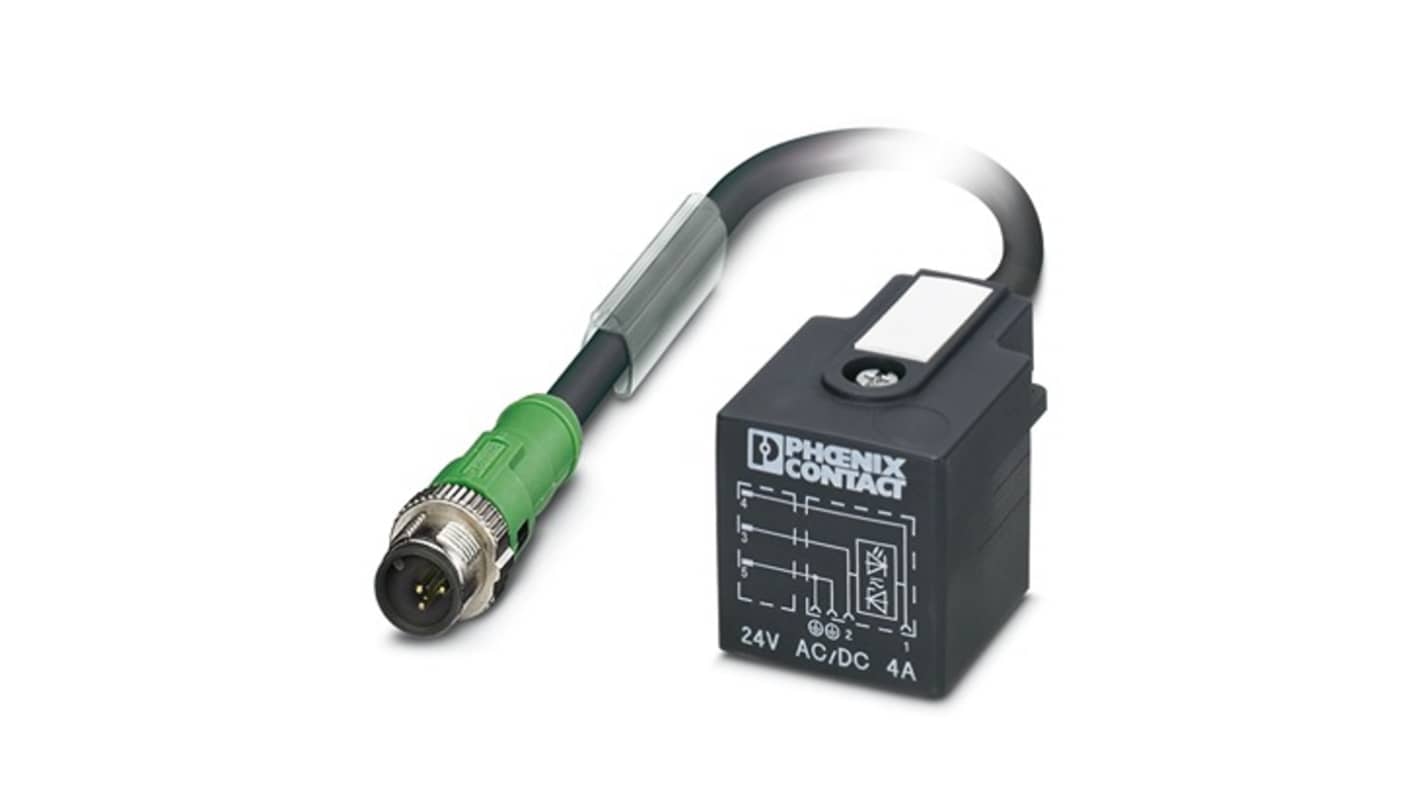 Phoenix Contact Straight Male M12 to Valve Connector Sensor Actuator Cable, 600mm
