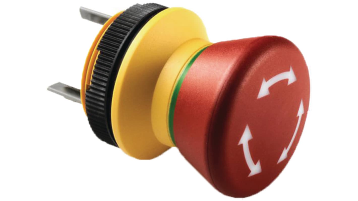 RAFI LUMOTAST 22 Series Latching Illuminated Emergency Stop Push Button, PCB, 22.3mm Cutout, IP65