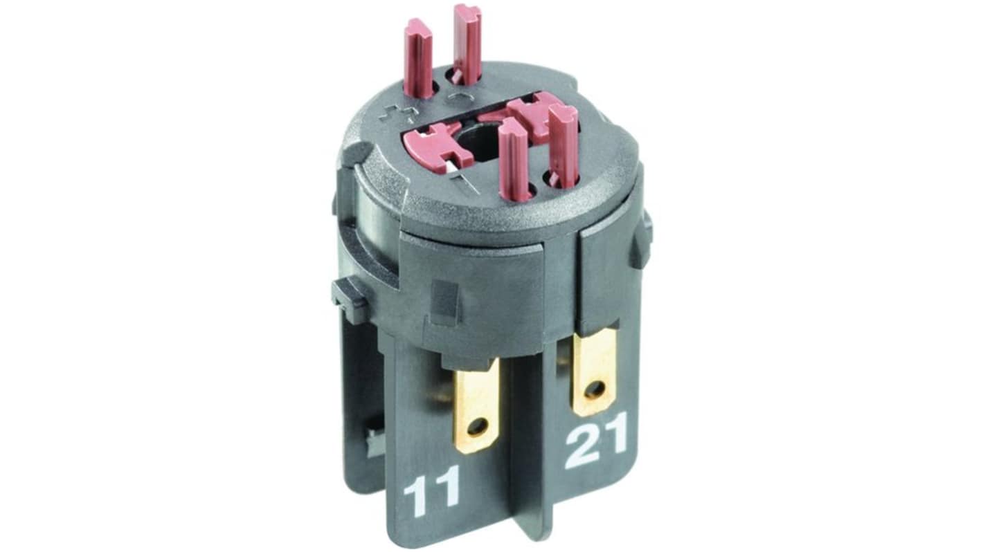 RAFI RAFIX 22 Series Contact Block for Use with Plug In Distributor, 35V ac, DPST