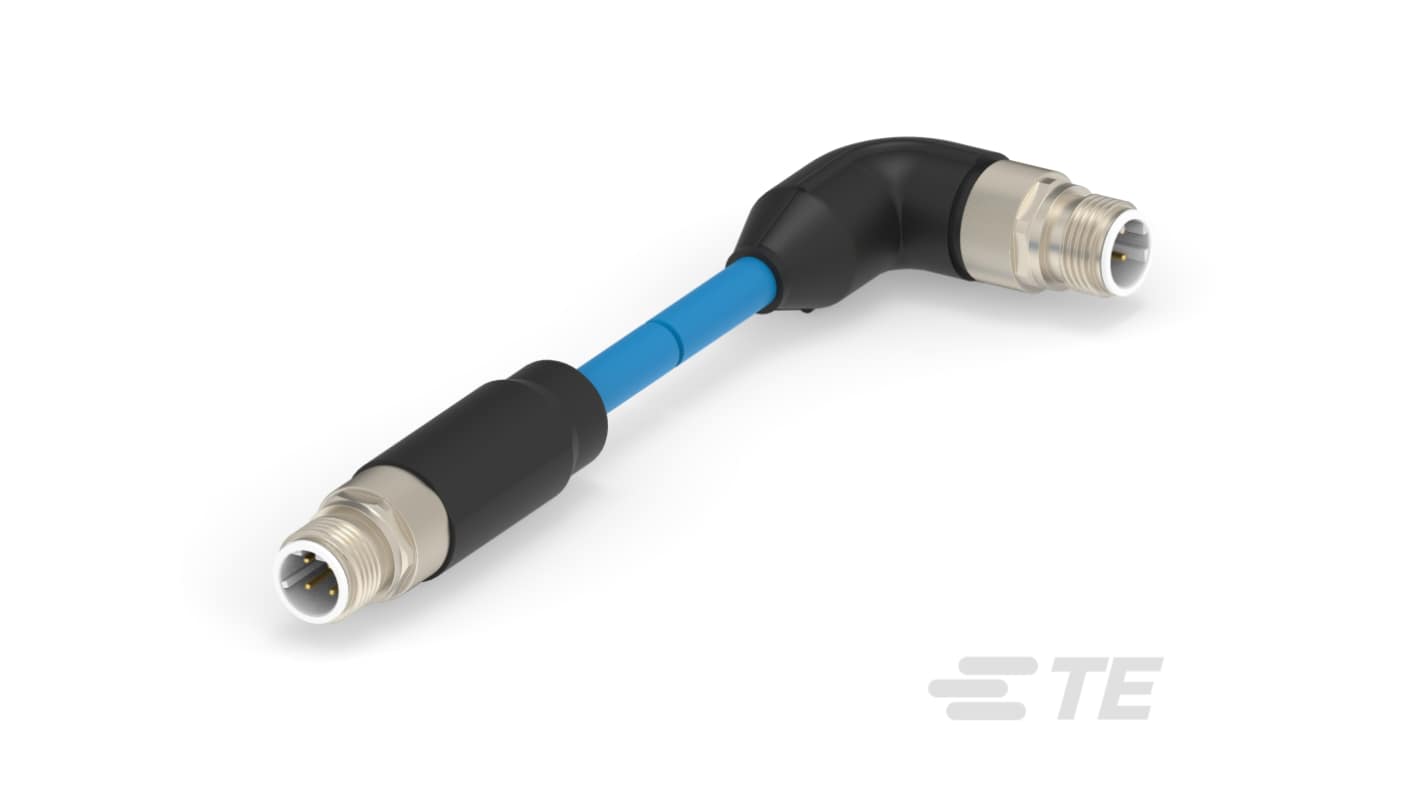 TE Connectivity Straight Male M12 to Right Angle Male D-Sub Cable assembly, 8.5m