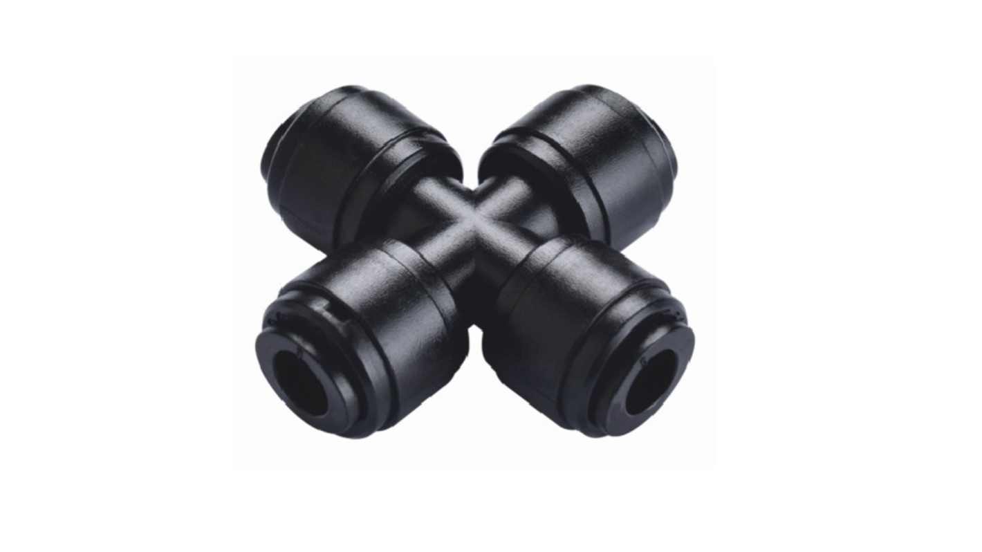 RS PRO Cross Tube-to-Tube Adaptor, Push In 8 mm to Push In 8 mm, Push-in Connection Style