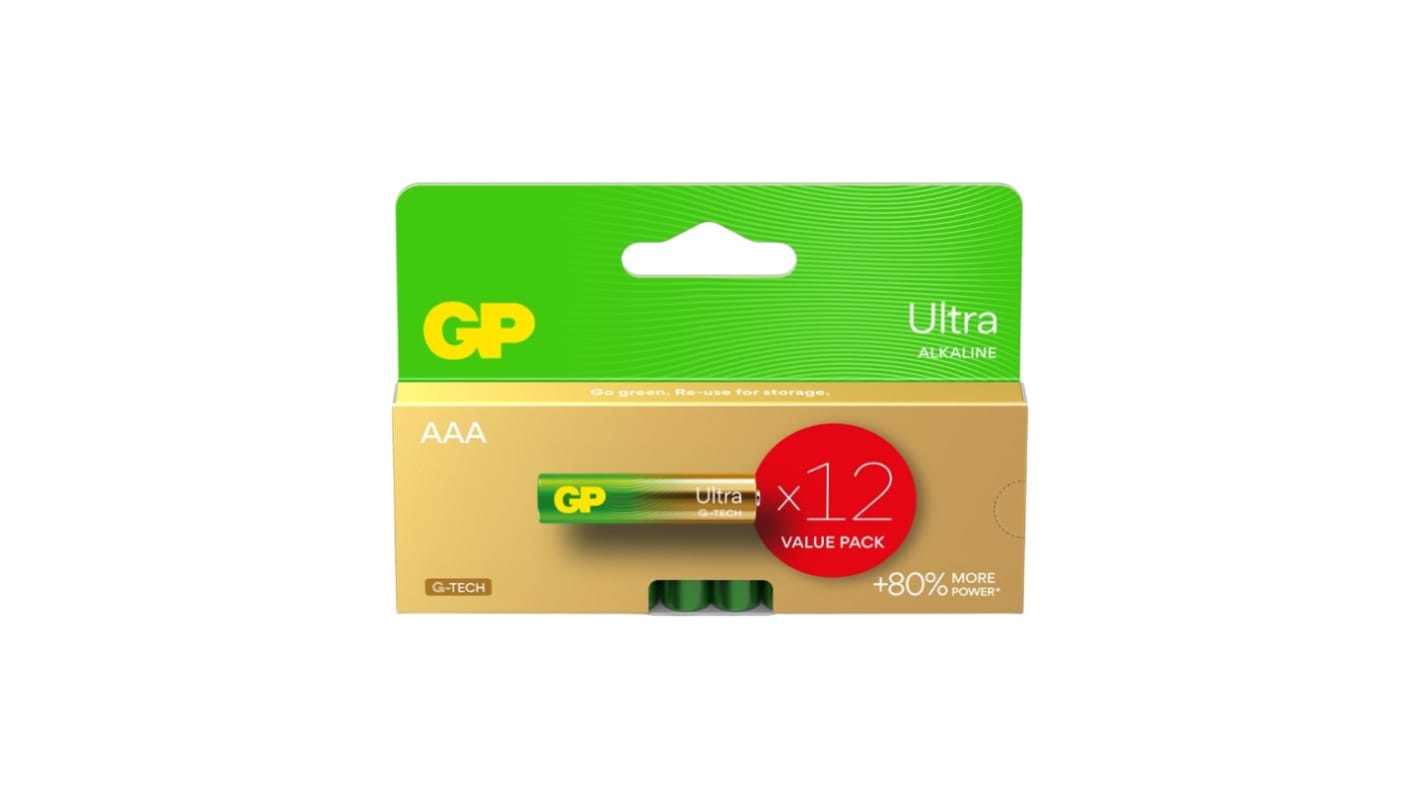 Gp Batteries GP Batteries Ultra Alkaline Alkaline Manganese Dioxide AAA Batteries 1.5V