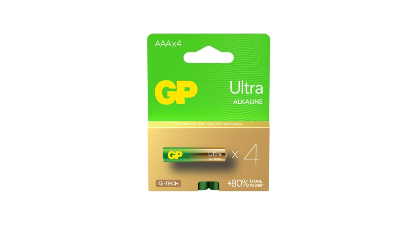 Gp Batteries GP Batteries Ultra Alkaline Alkaline Manganese Dioxide AAA Batteries 1.5V
