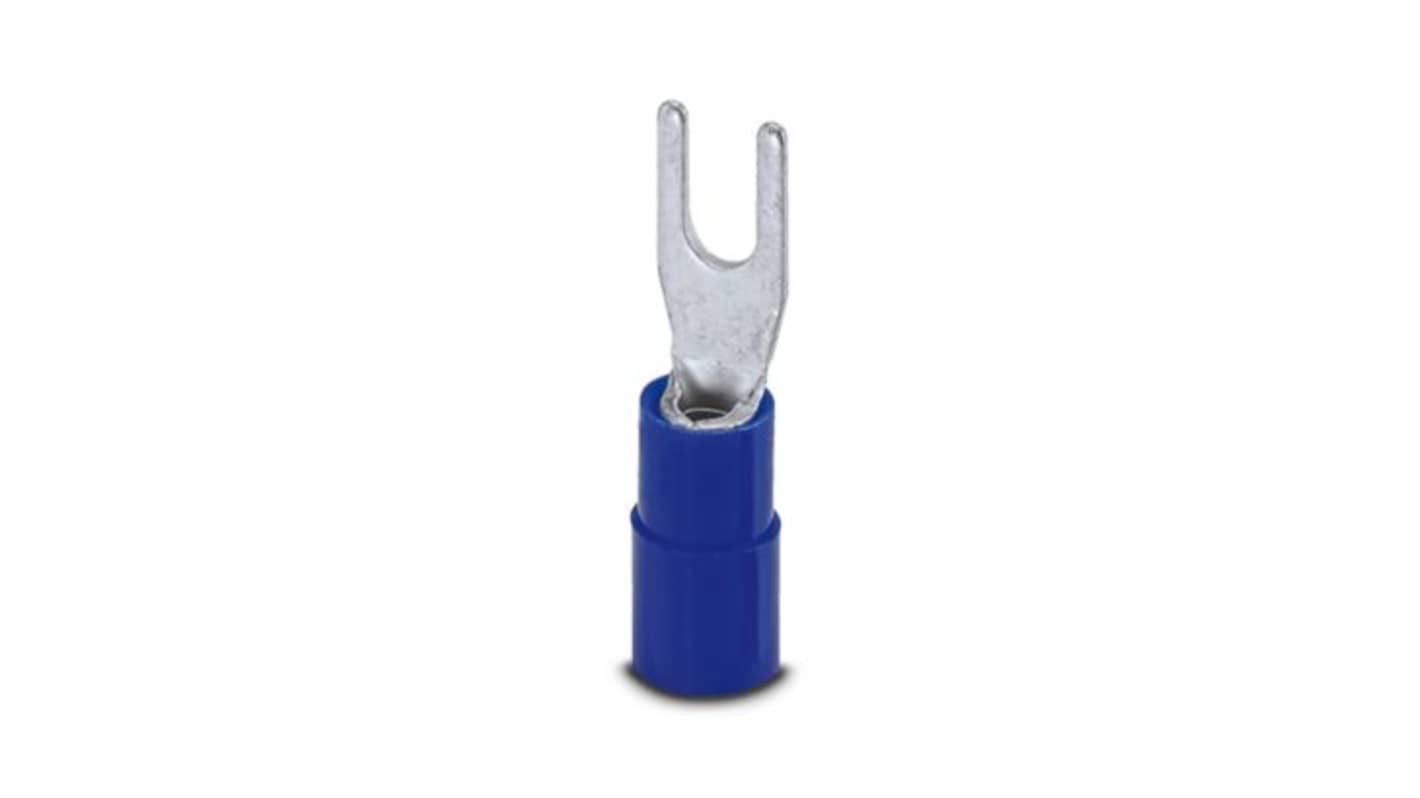 Phoenix Contact Insulated Fork Terminal, 15AWG to 13AWG Polyamide, Blue