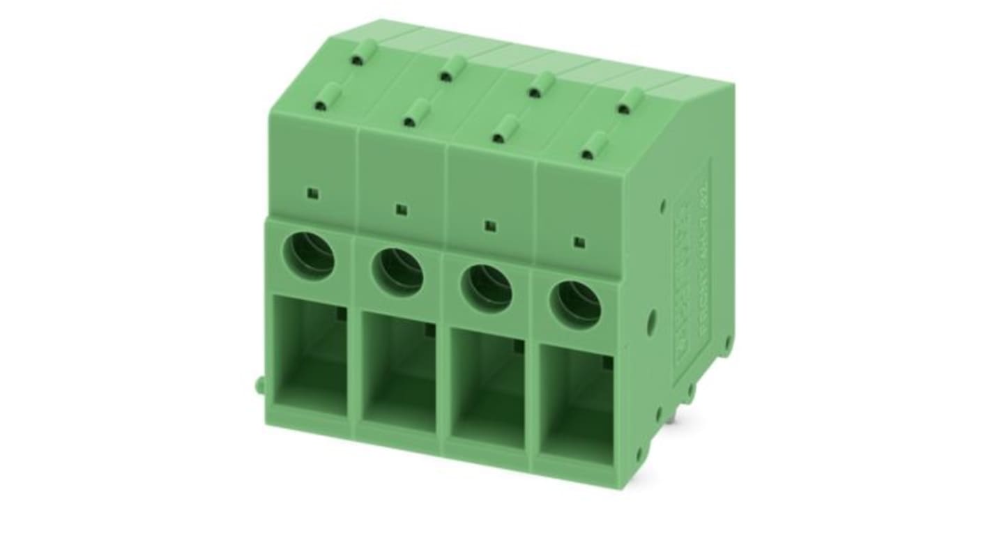 Phoenix Contact PCB Terminal Block, 4-Contact, 7.62mm Pitch, Wave Soldering, 1-Row, Plug In, Screw Termination