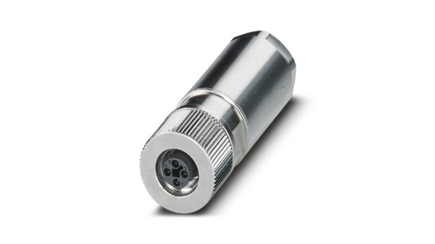 Phoenix Contact, SACC-M12FST-4PL-CM IP65 Silver Cable Mount 4P Power Connector Socket, Rated At 12A, 63 V dc