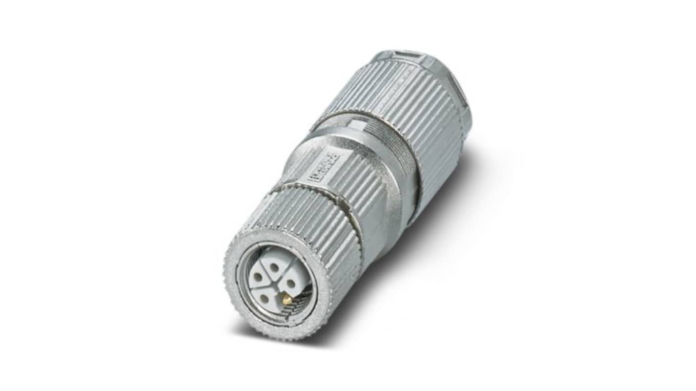 Phoenix Contact, SACC-M12FSL-4FECT-CL SH IP65 Grey Cable Mount 5P Power Connector Socket, Rated At 16A, 63 V dc