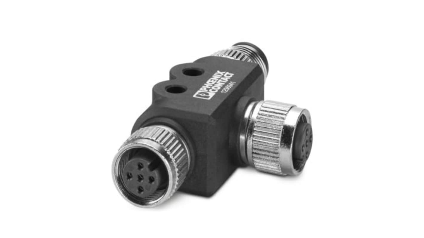 Phoenix Contact Tee 5 Pole M12 Socket to 5 Pole M12 Plug Adapter