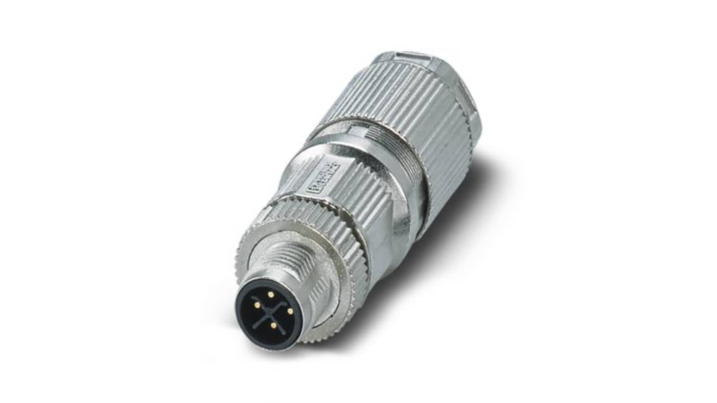 Phoenix Contact, SACC-M12MSS-3PECT-CM SH IP65 Grey Cable Mount 4P Power Connector Plug, Rated At 12A, 690 V ac