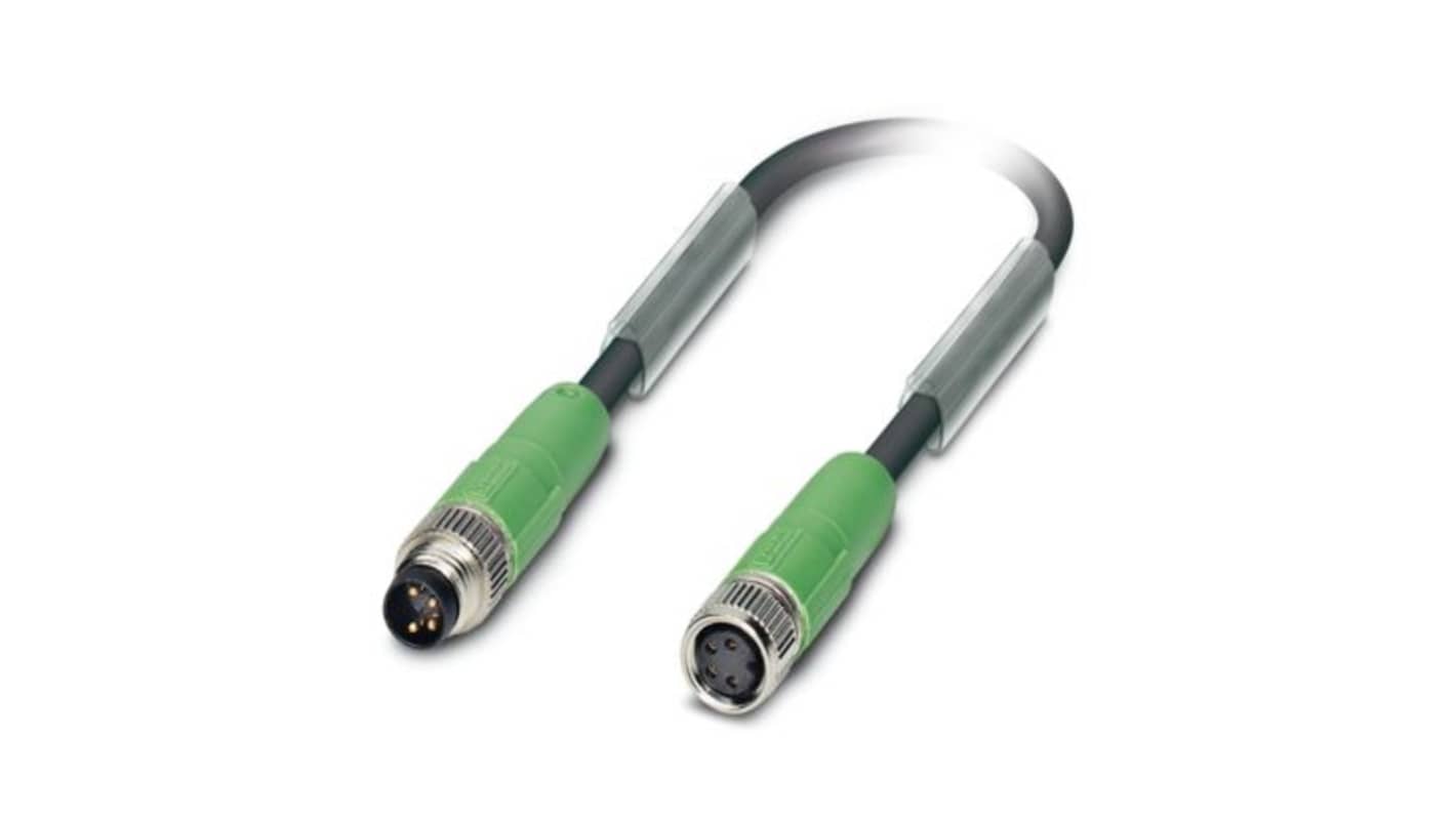 Phoenix Contact Straight Male 4 way M8 to Straight Female 4 way M8 Sensor Actuator Cable, 5m