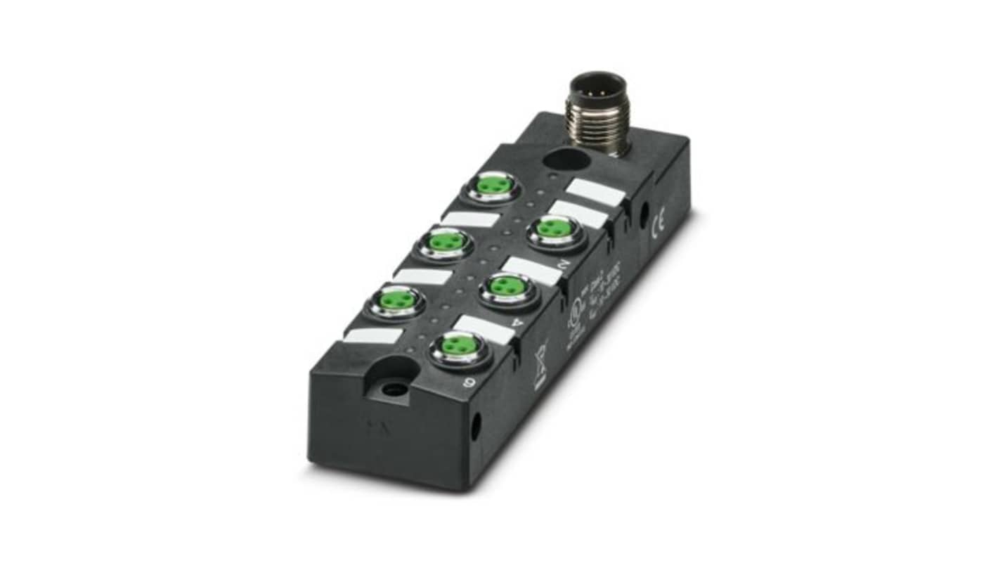 Phoenix Contact M12分线盒, 6端口, 3线路, 30V 直流, SACB系列