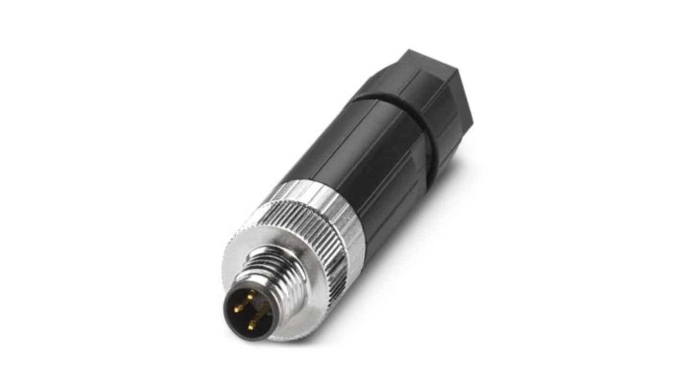 Phoenix Contact Industrial Circular Connectors, 3 Contacts, Cable Mount, M8 Connector, Plug, Male, IP65, IP67, SACC