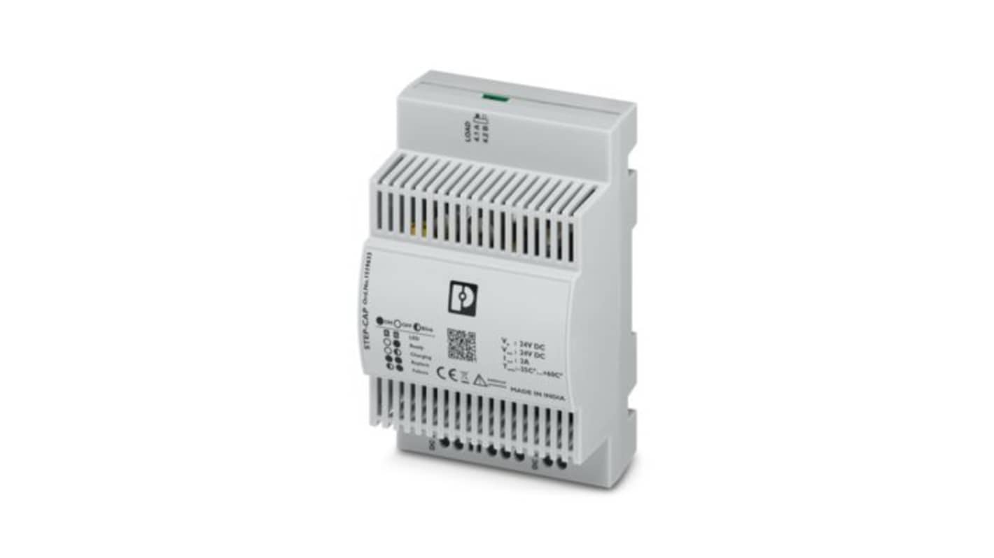 Phoenix Contact 24V Input DIN Rail Uninterruptible Power Supply (50W), STEP-CAP/24VDC/2/0.4KJ