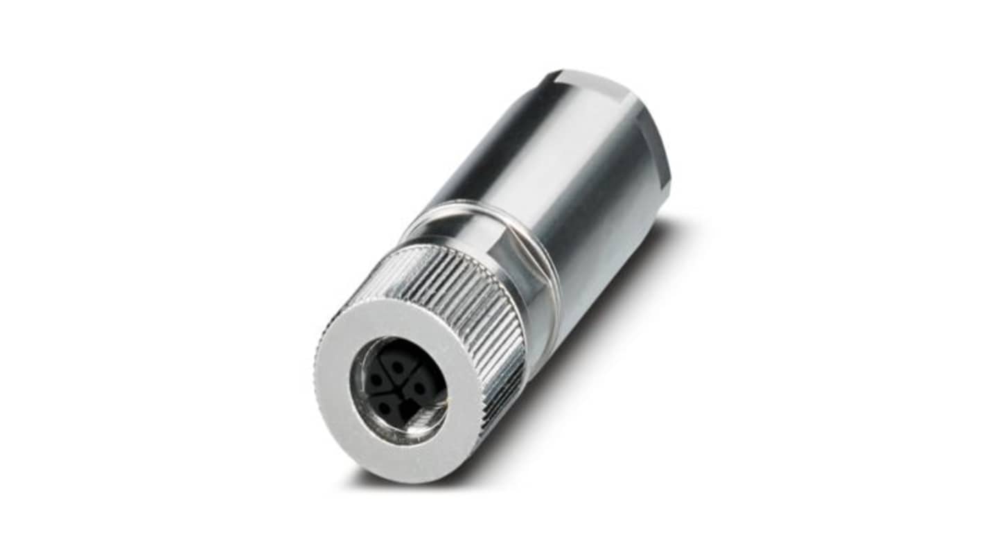 Phoenix Contact, SACC-M12FSL-4PL-CM SH IP65 Silver Cable Mount 4P Power Connector Socket, Rated At 16A, 63 V dc