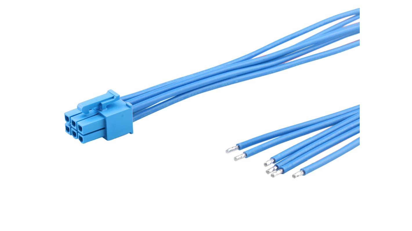Molex 6 Way Female Crimped Terminal to 6 Way Male Pigtail Wire to Board Cable Assembly, 600mm