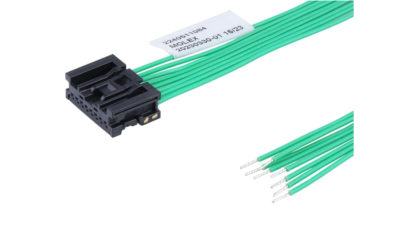 Molex 8 Way Female Crimped Terminal to 8 Way Male Pigtail Wire to Board Cable Assembly, 300mm