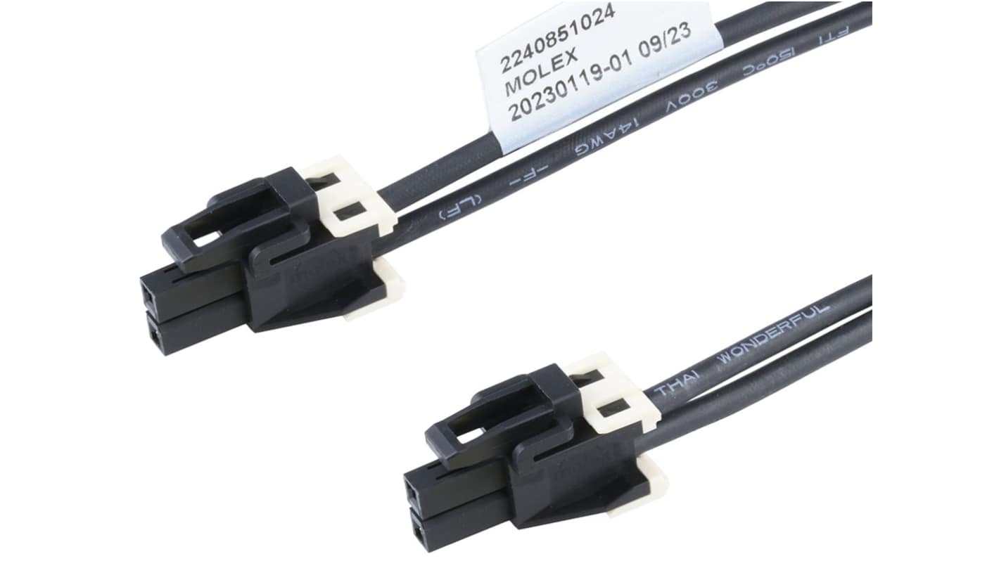 Molex 2 Way Female Crimped Terminal to 2 Way Female Crimped Terminal Wire to Board Cable Assembly, 600mm
