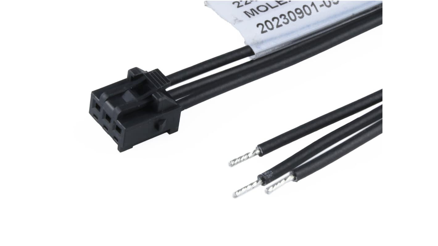 Molex 3 Way Female Crimped Terminal to 3 Way Male Pigtail Wire to Board Cable Assembly, 300mm