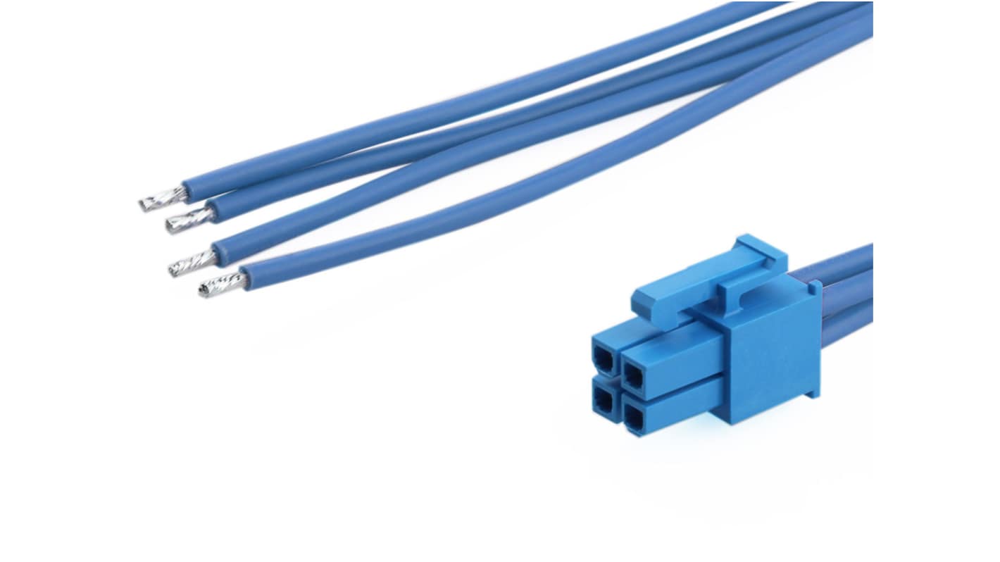 Molex 4 Way Female Crimped Terminal to 4 Way Male Pigtail Wire to Board Cable Assembly, 150mm