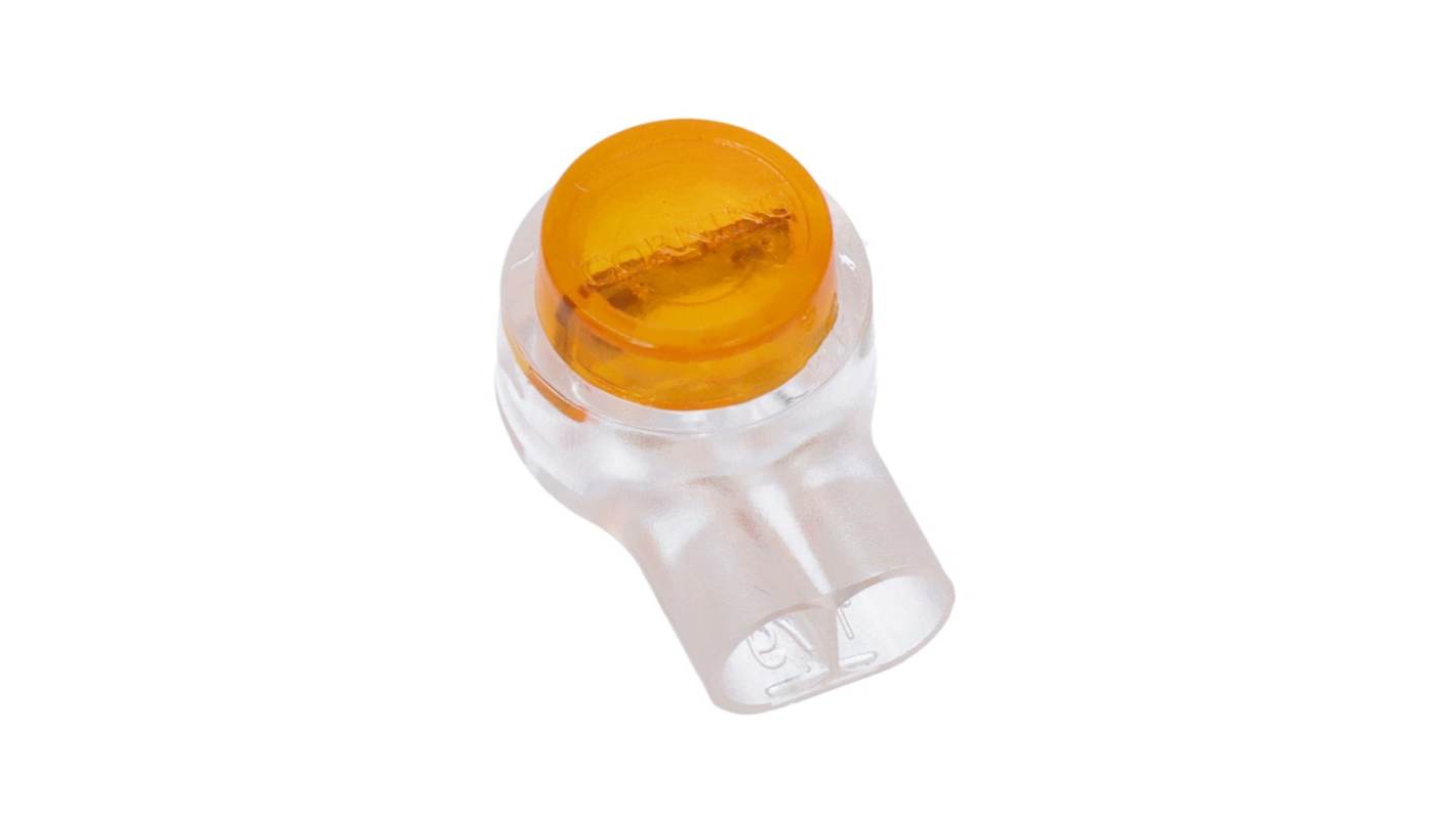 Corning, UY Butt Splice Connector, Orange, Insulated 22 → 26 AWG