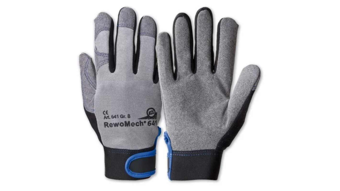Honeywell Safety RewoMech Black/Grey Leather, Polyester Mechanical Protection Work Gloves, Size 8