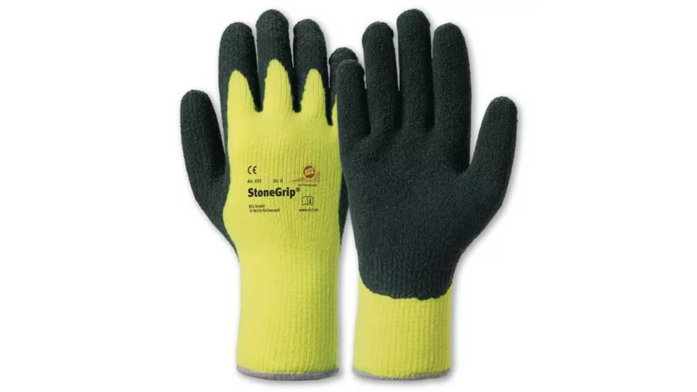 Honeywell Safety StoneGrip Black/Yellow Natural Latex Cold Resistant Work Gloves, Size 11