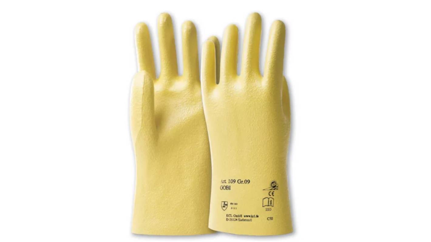Honeywell Safety Gobi Yellow Cotton Mechanical Protection Work Gloves, Size 9, Nitrile Coating