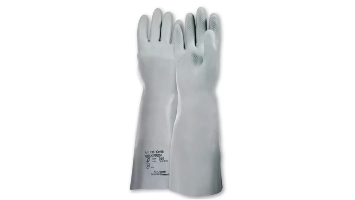 Honeywell Safety Tricopren Grey Cotton Chemical Resistant Work Gloves, Size 8, Cotton Coating